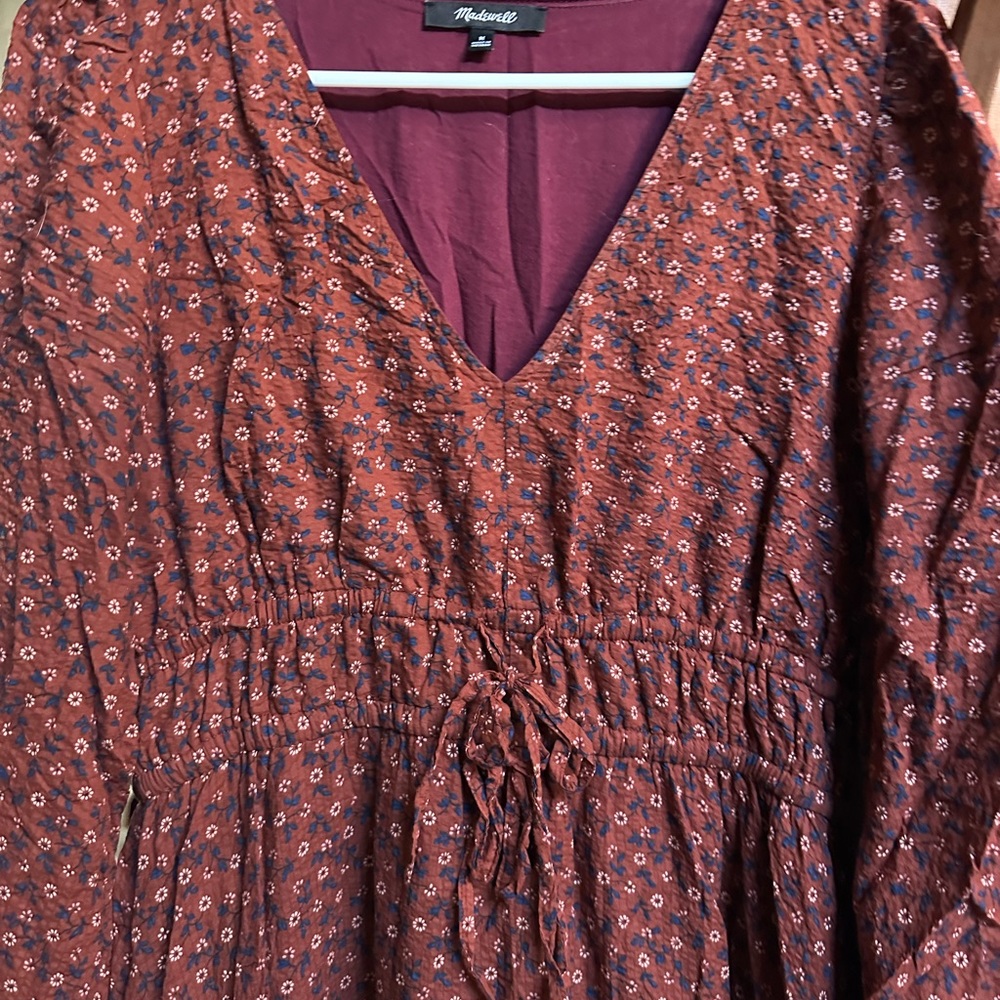 Burnt red floral 3/4 sleeves gorgeous Madewell dress